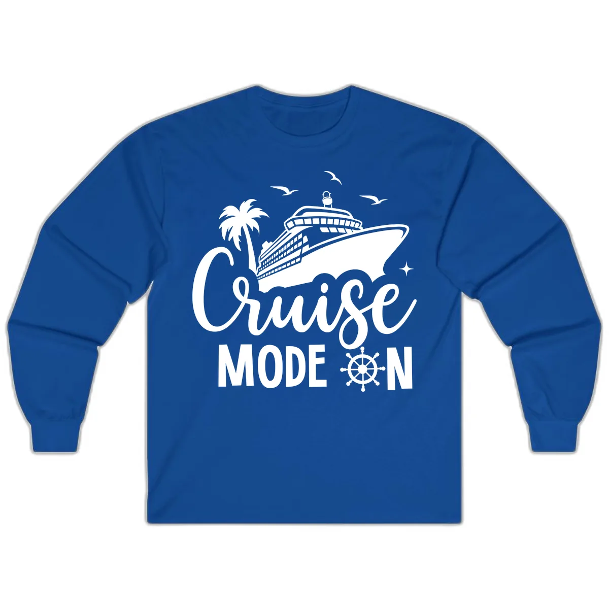 Cruise Mode On Family Vacation Apparel Long Sleeve in Royal