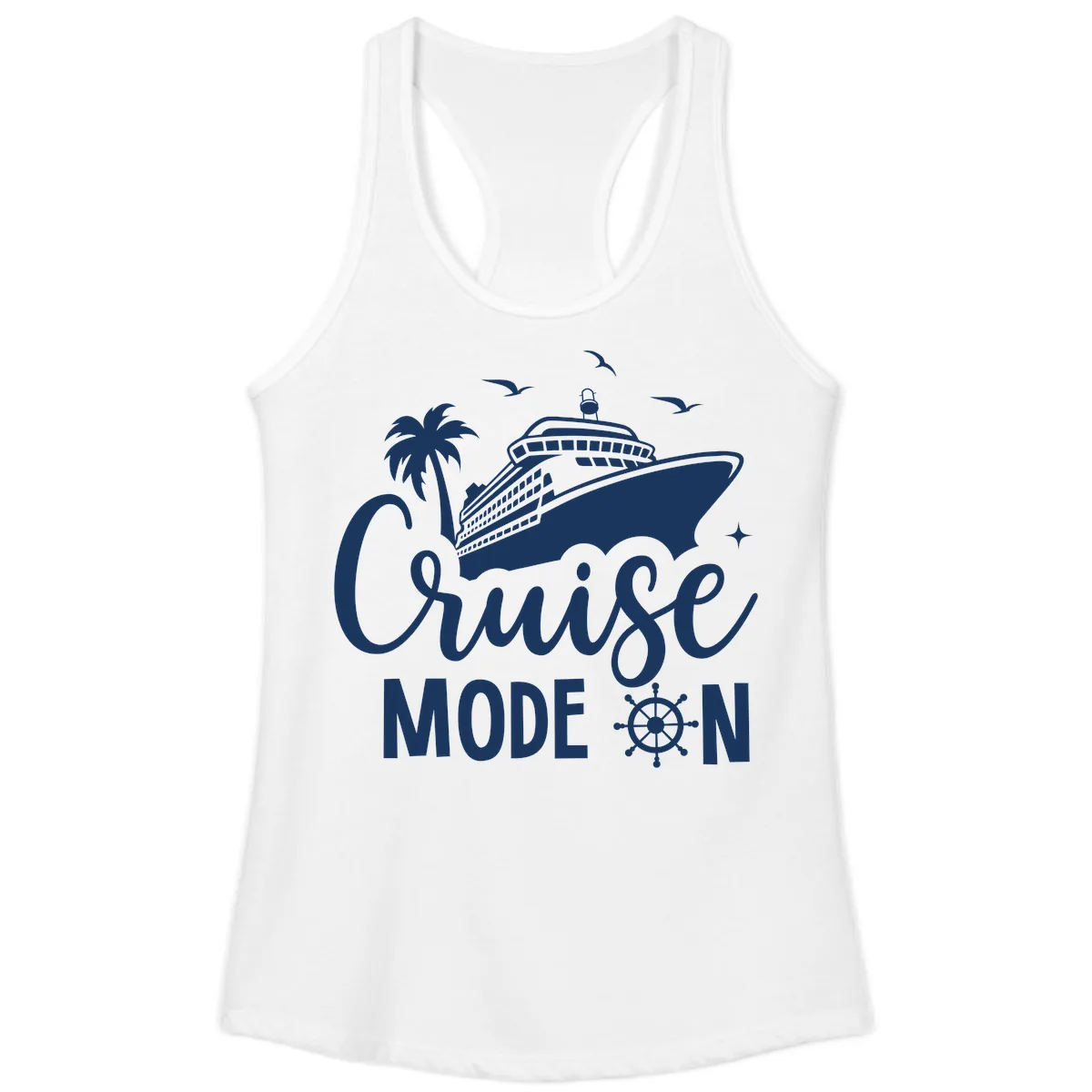 Cruise Mode On Family Vacation Apparel Ladies Tank in White
