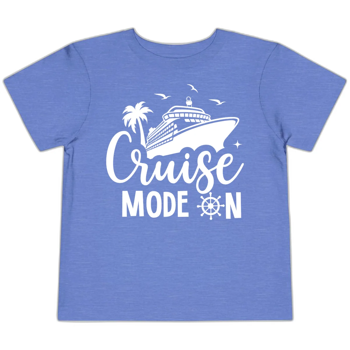 Cruise Mode On Family Vacation Apparel Toddler T-Shirt in Heather Columbia Blue
