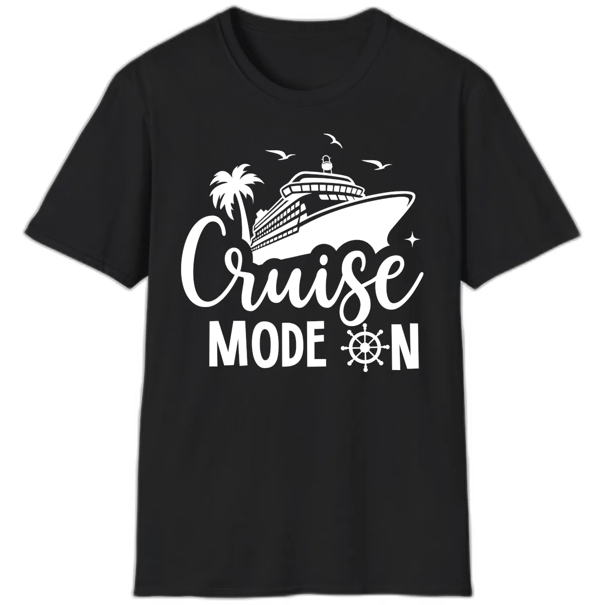 Cruise Mode On Family Vacation Apparel T-Shirt in Black