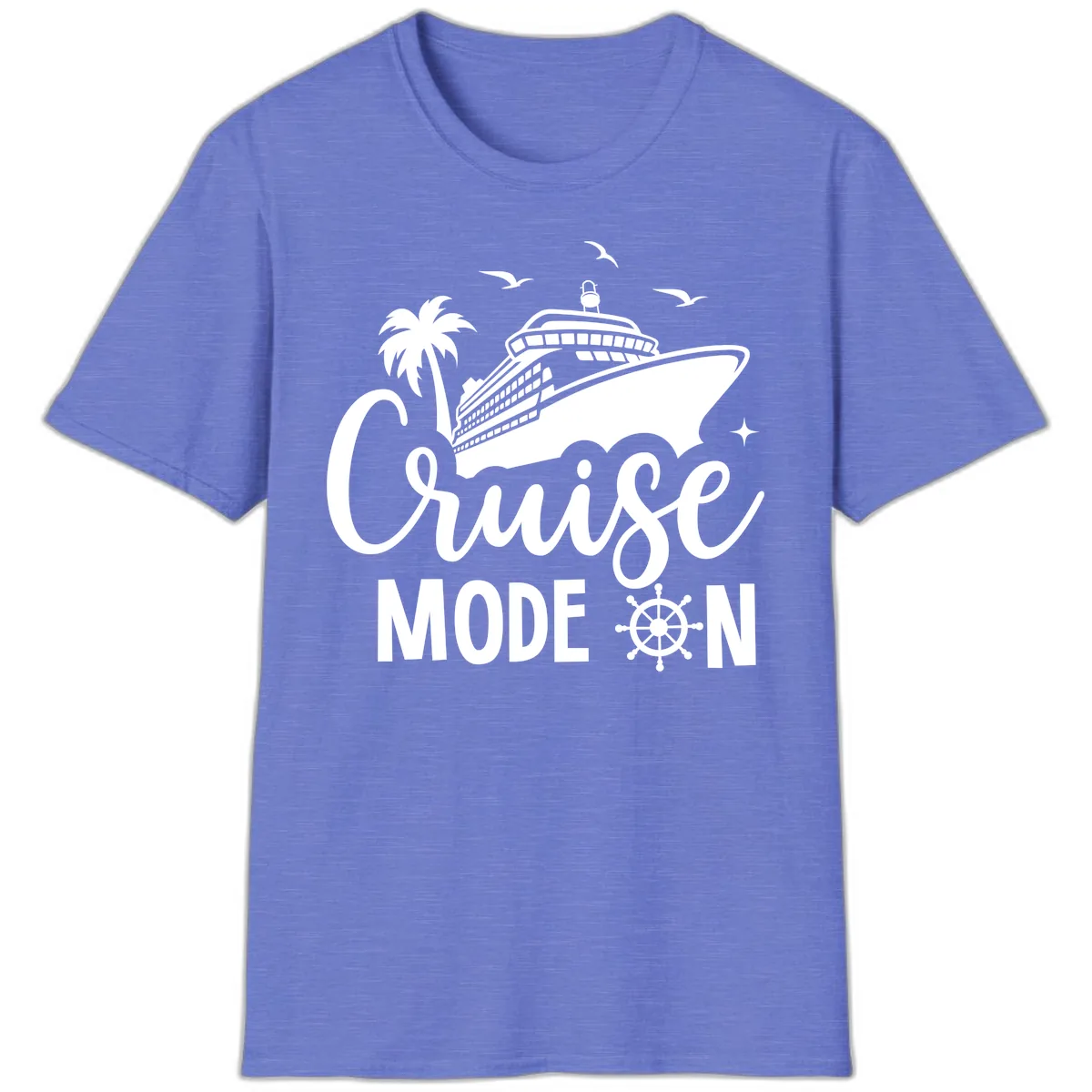Cruise Mode On Family Vacation Apparel T-Shirt in Heather Royal