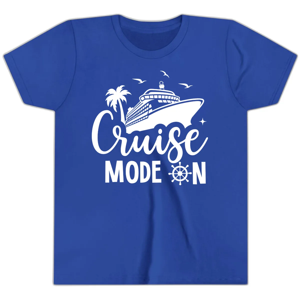 Cruise Mode On Family Vacation Apparel Youth T-Shirt in True Royal