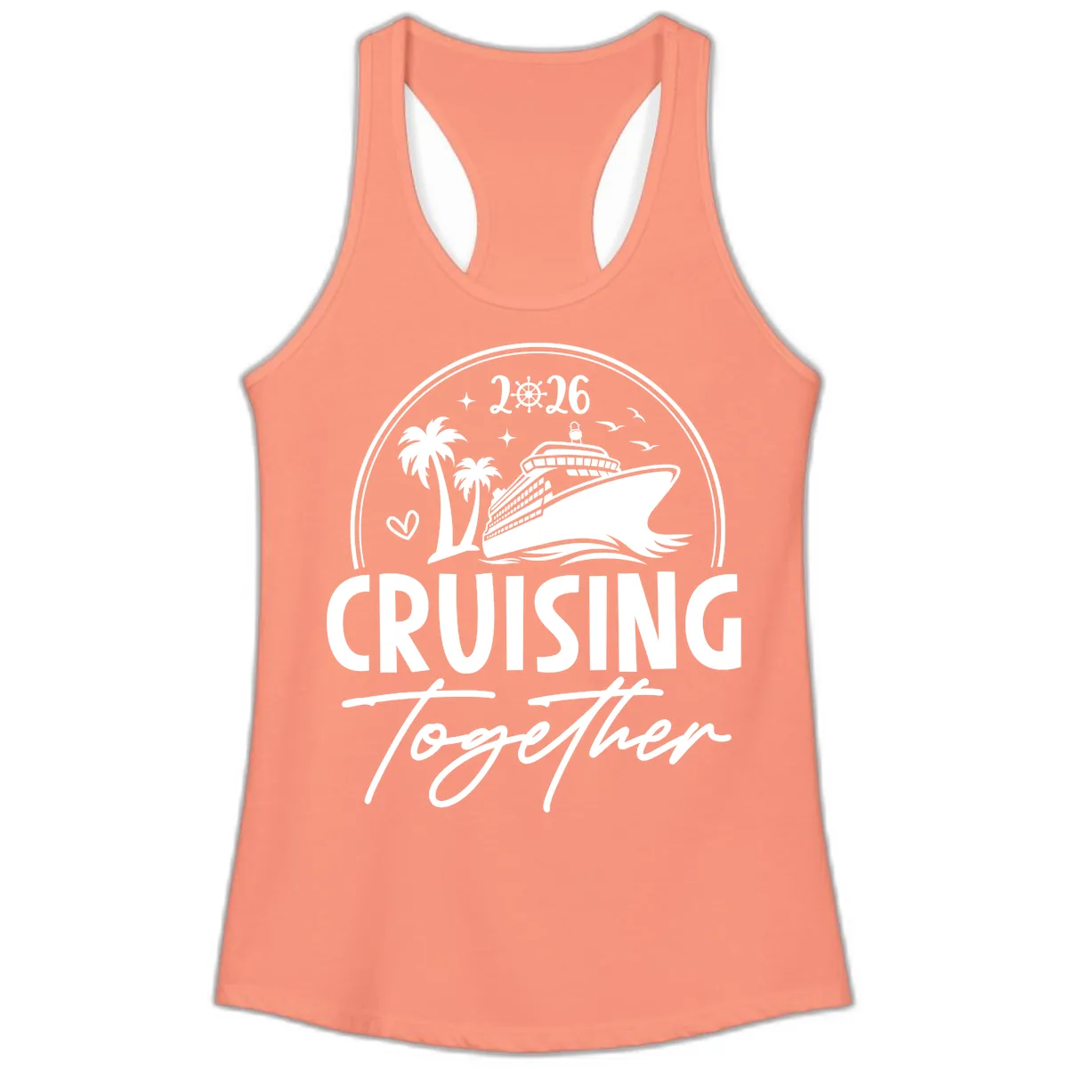 Cruising Together 2026 Family Cruise Design Ladies Tank in Solid Light Orange