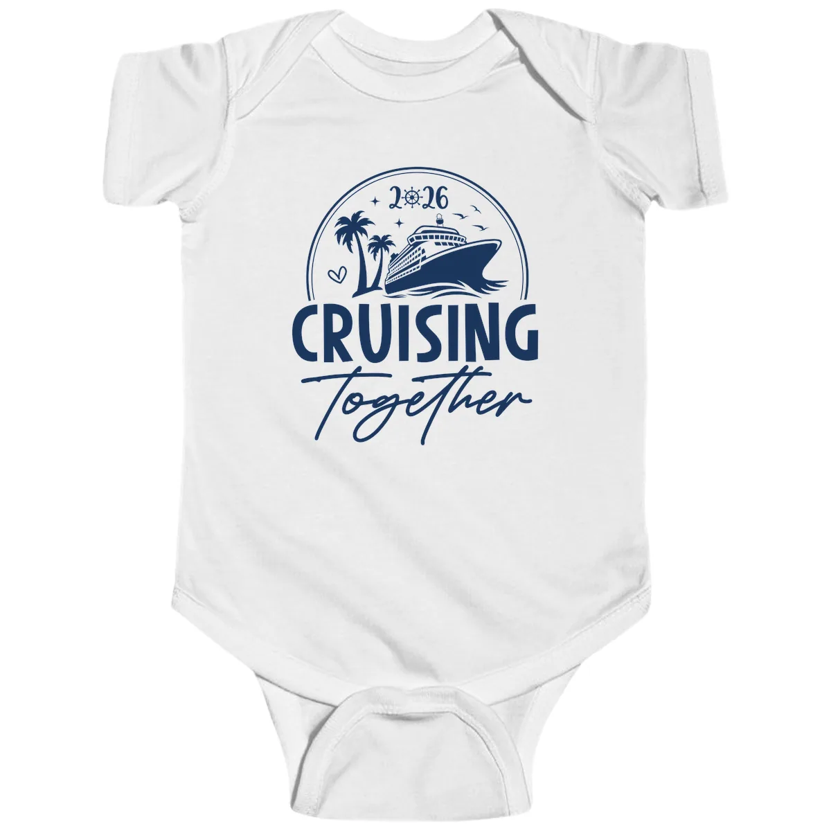 Cruising Together 2026 Family Cruise Design Baby Onesie in White