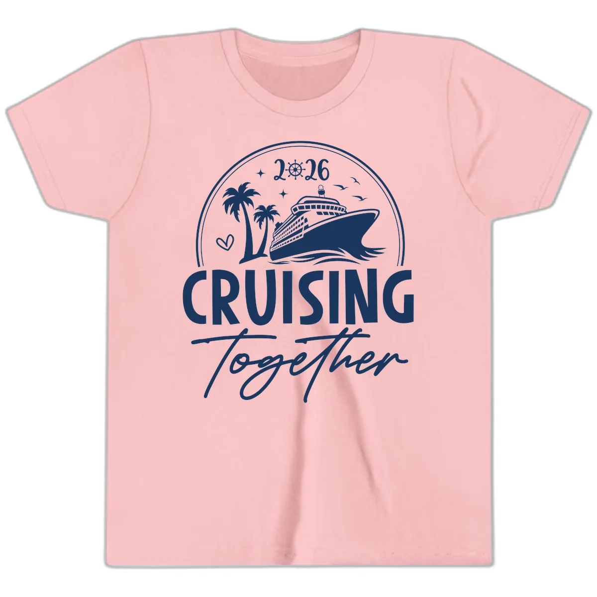 Cruising Together 2026 Family Cruise Design Youth T-Shirt in Pink