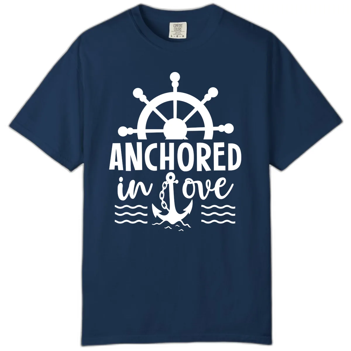 Anchored In Love Nautical Family Cruise Apparel Comfort Color in Navy
