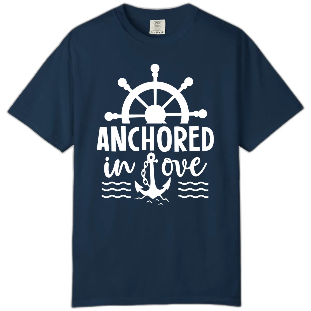 Anchored In Love Nautical Family Cruise Apparel Comfort Color in True Navy