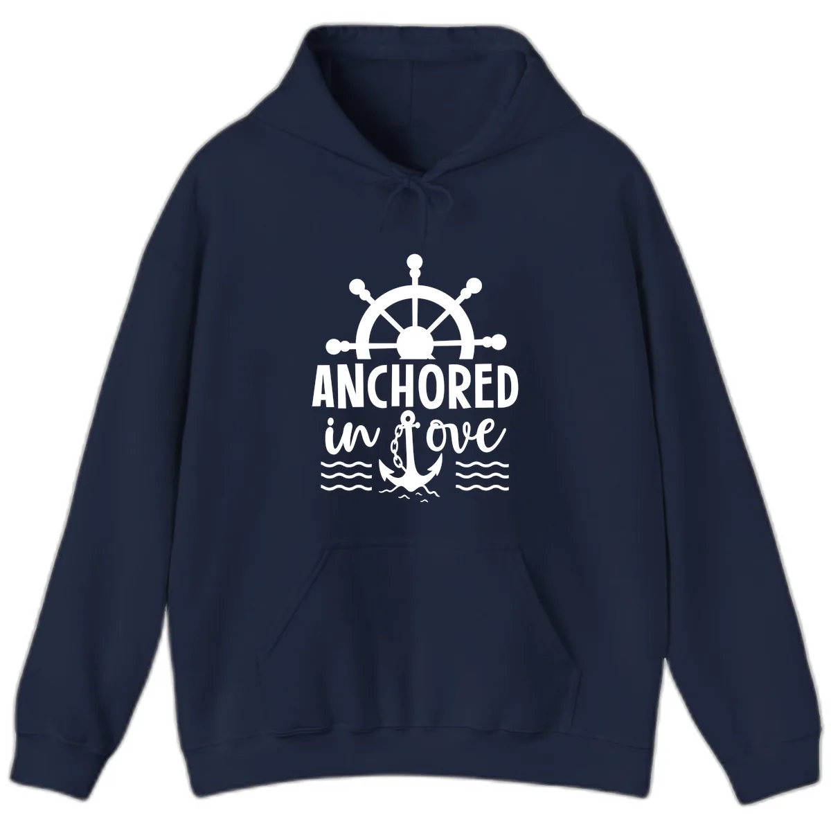 Anchored In Love Nautical Family Cruise Apparel Hoodie in Navy