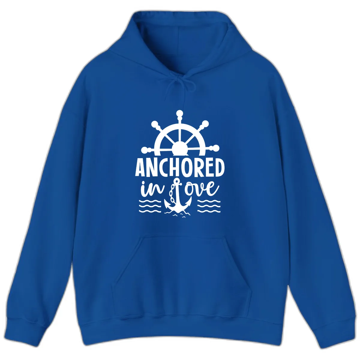 Anchored In Love Nautical Family Cruise Apparel Hoodie in Royal