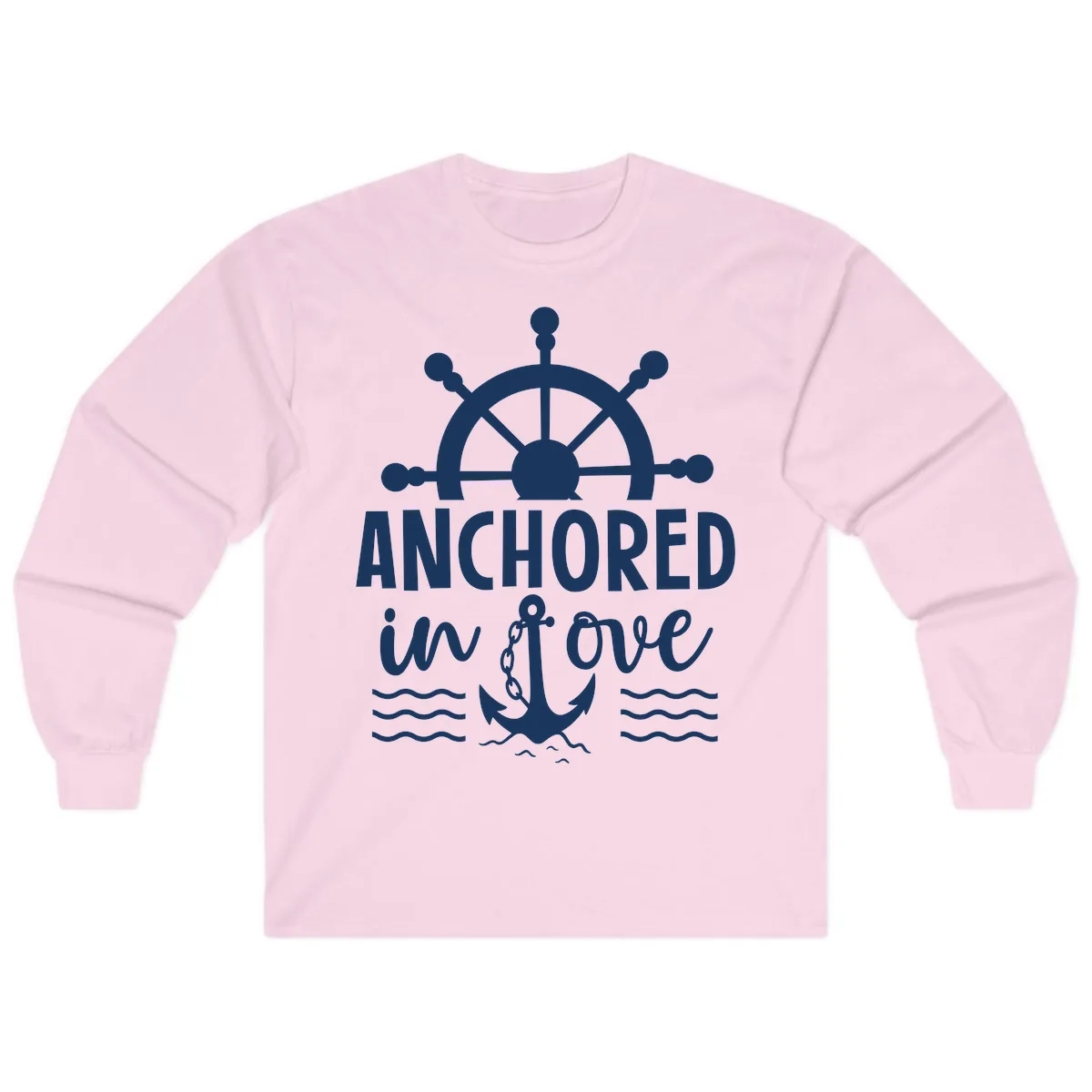 Anchored In Love Nautical Family Cruise Apparel Long Sleeve in Light Pink