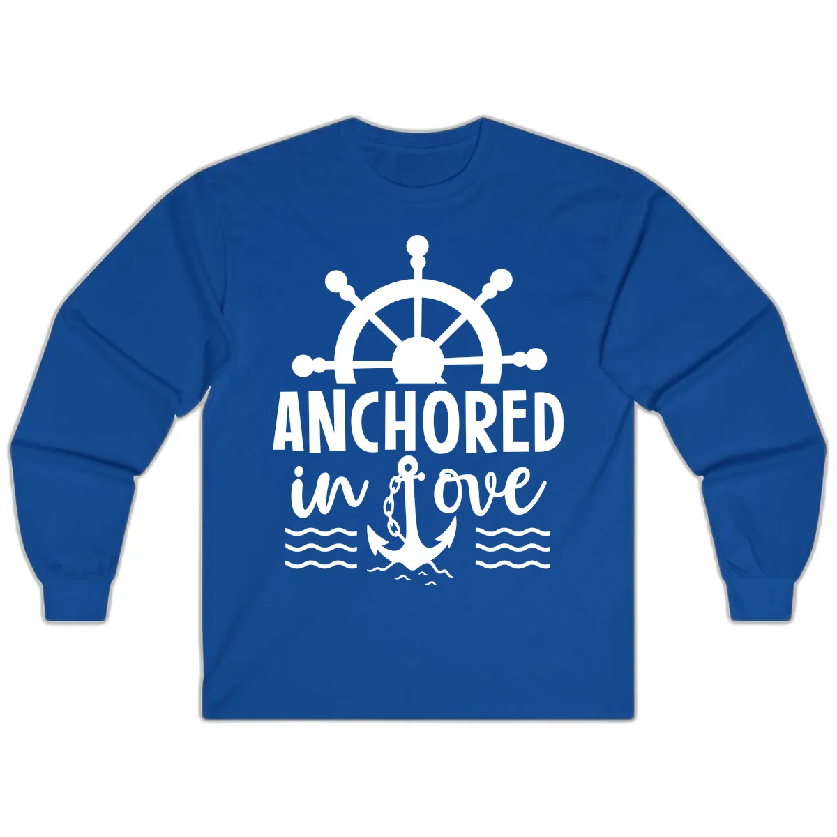 Anchored In Love Nautical Family Cruise Apparel Long Sleeve in Royal