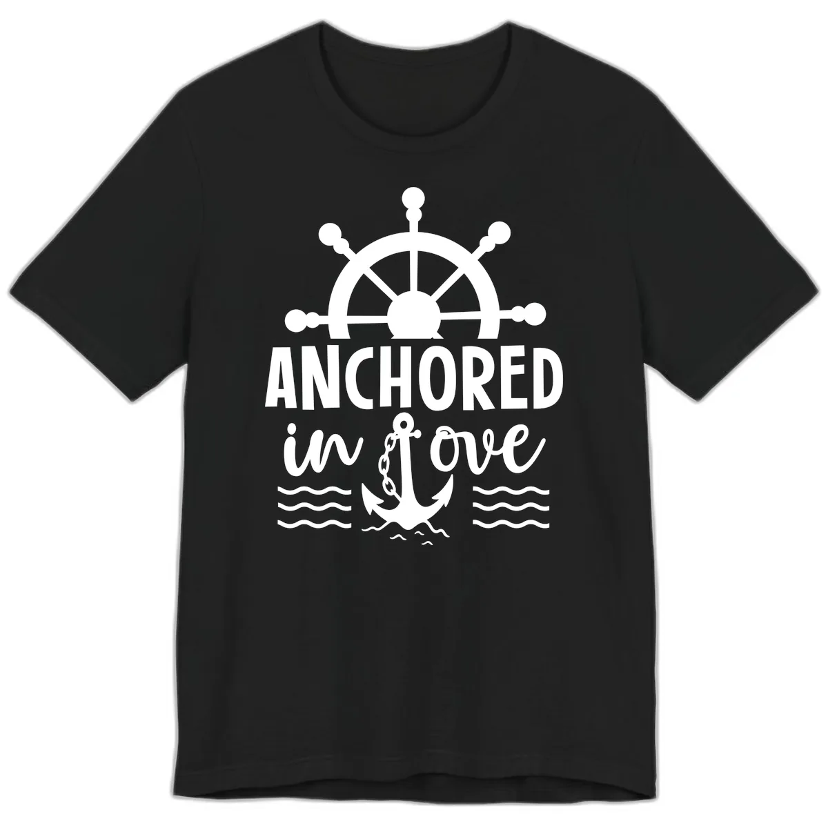 Anchored In Love Nautical Family Cruise Apparel Premium T-Shirt in Black
