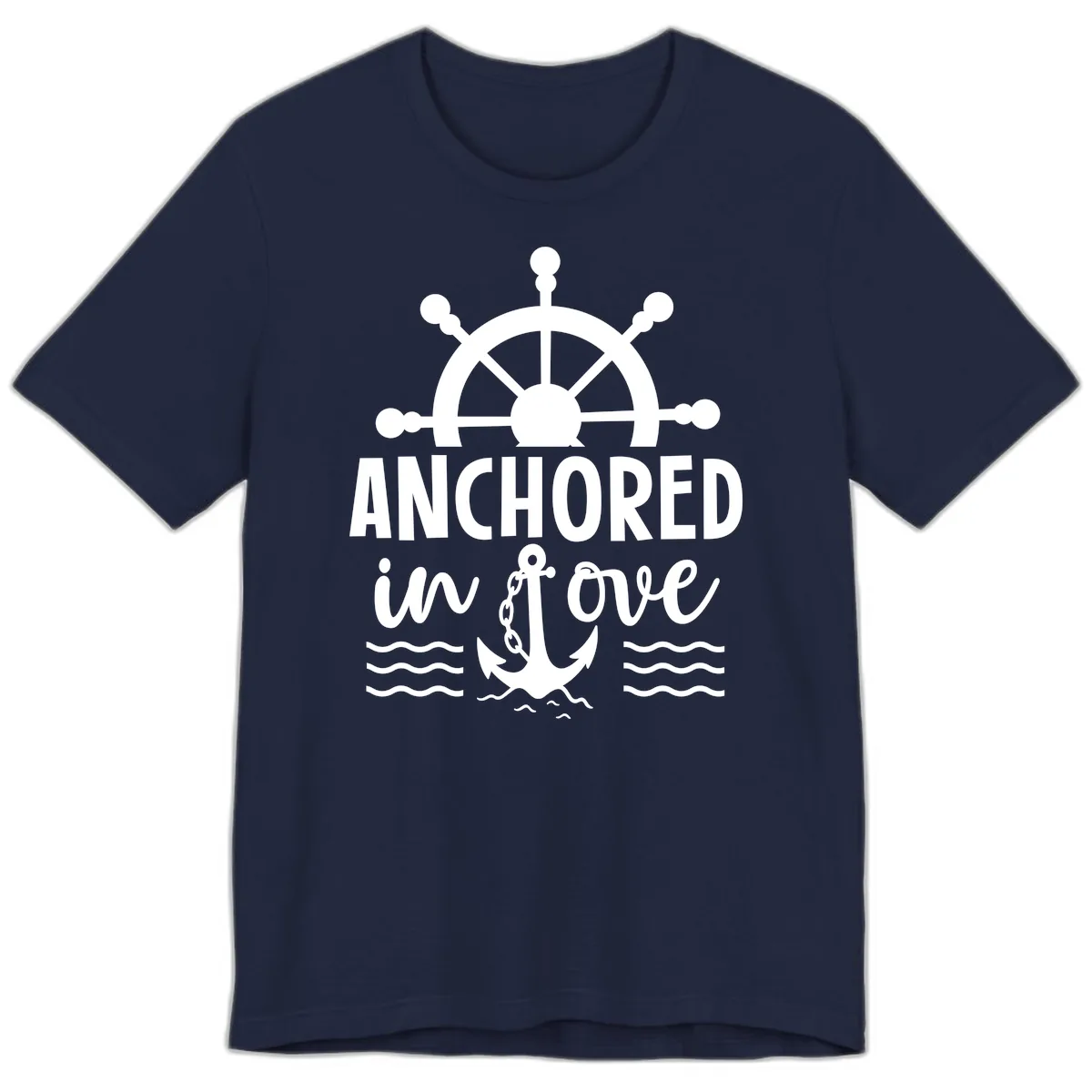 Anchored In Love Nautical Family Cruise Apparel Premium T-Shirt in Navy