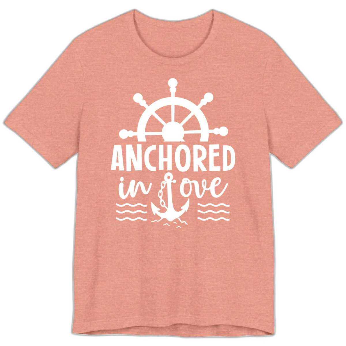 Anchored In Love Nautical Family Cruise Apparel Premium T-Shirt in Heather Sunset