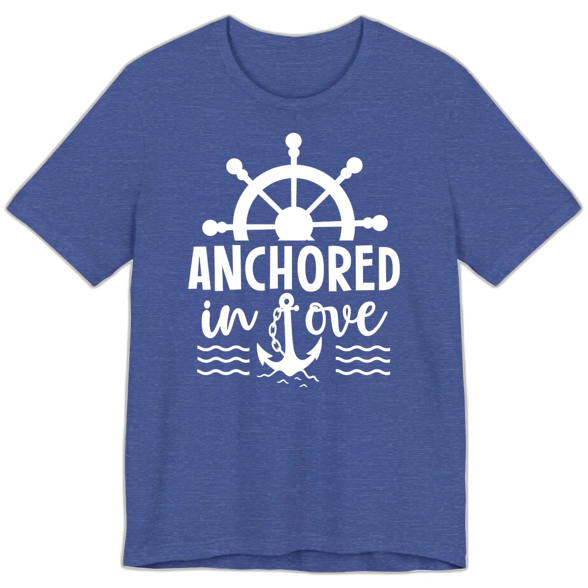 Anchored In Love Nautical Family Cruise Apparel Premium T-Shirt in Heather True Royal