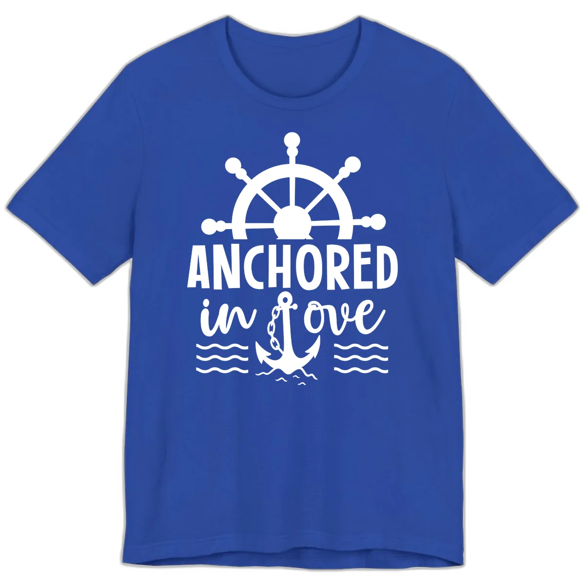 Anchored In Love Nautical Family Cruise Apparel Premium T-Shirt in True Royal