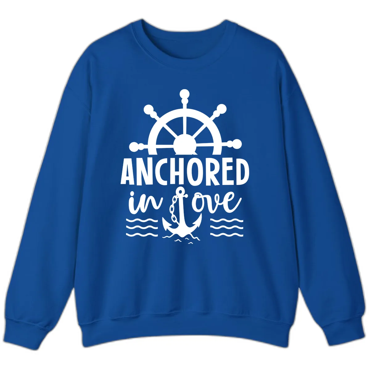 Anchored In Love Nautical Family Cruise Apparel Sweatshirt in Royal