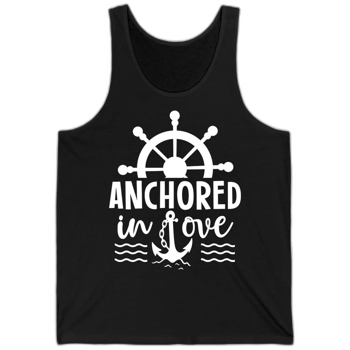 Anchored In Love Nautical Family Cruise Apparel Tank in Black