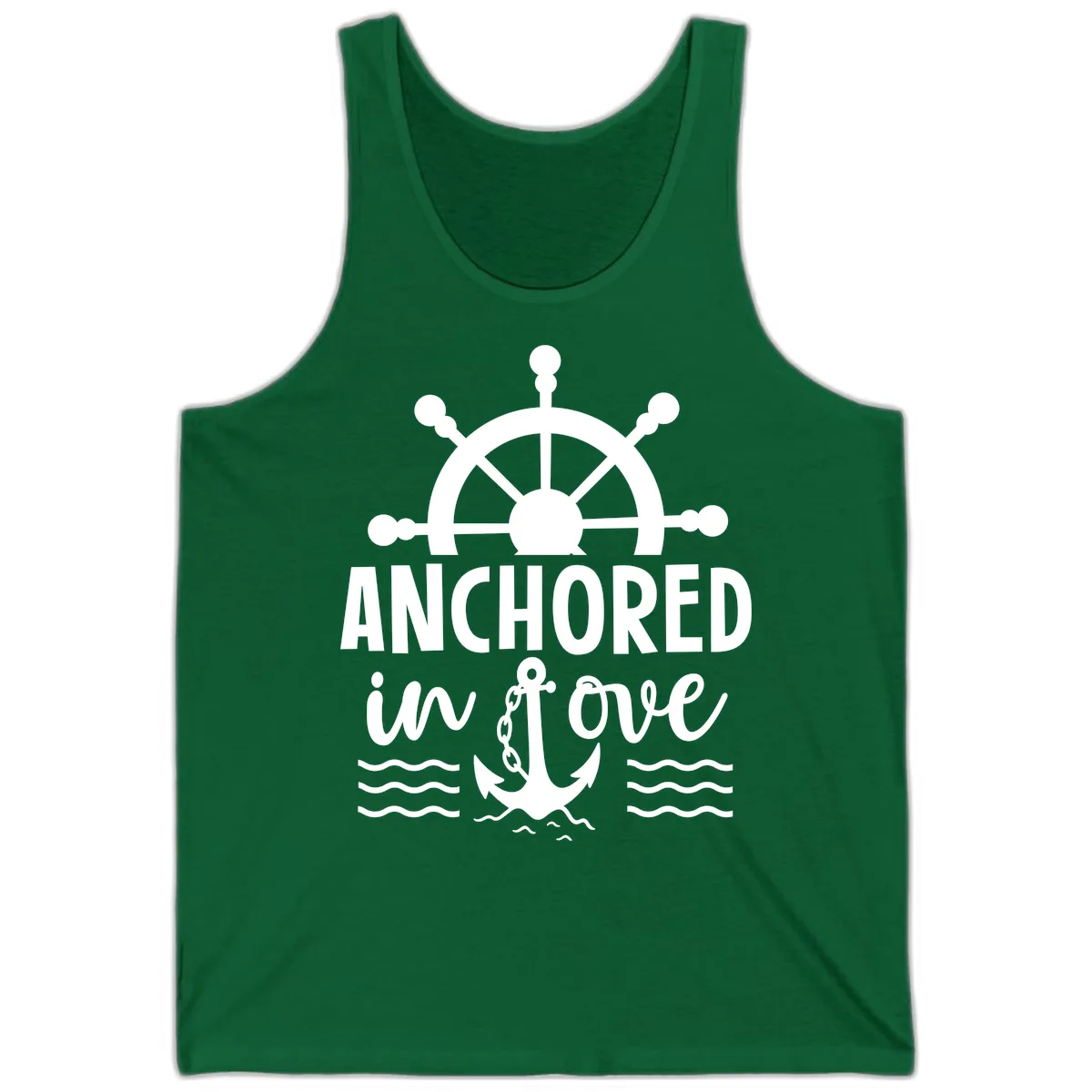Anchored In Love Nautical Family Cruise Apparel Tank in Kelly