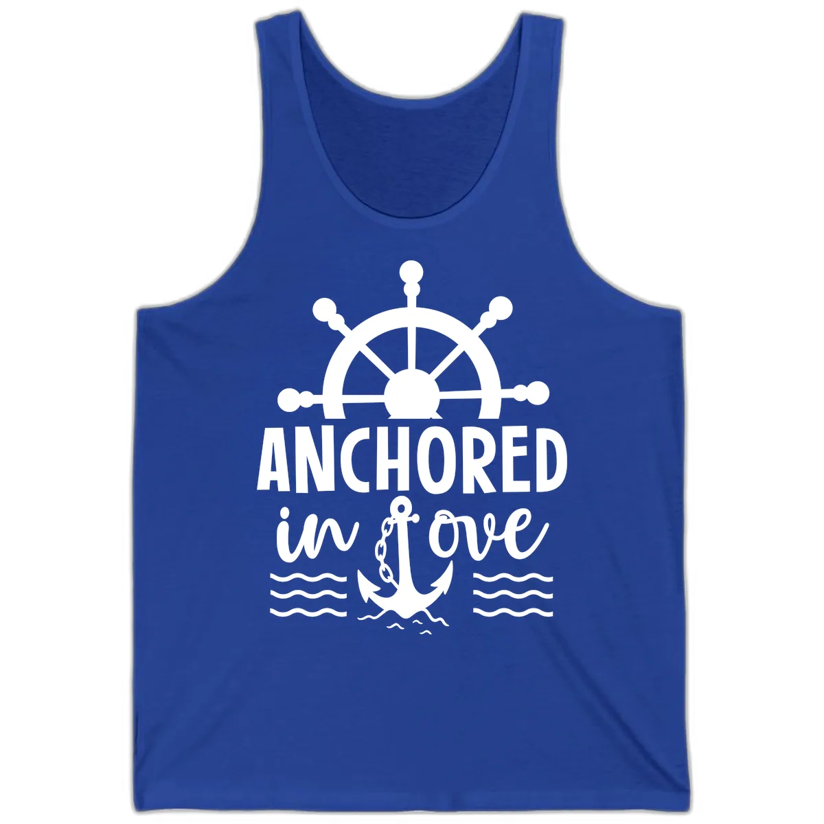 Anchored In Love Nautical Family Cruise Apparel Tank in True Royal