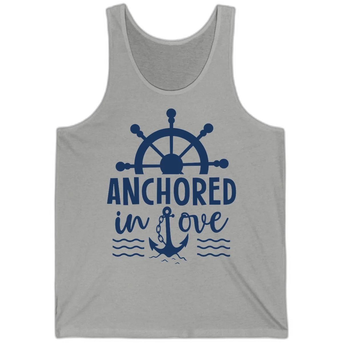 Anchored In Love Nautical Family Cruise Apparel Tank in Athletic Heather