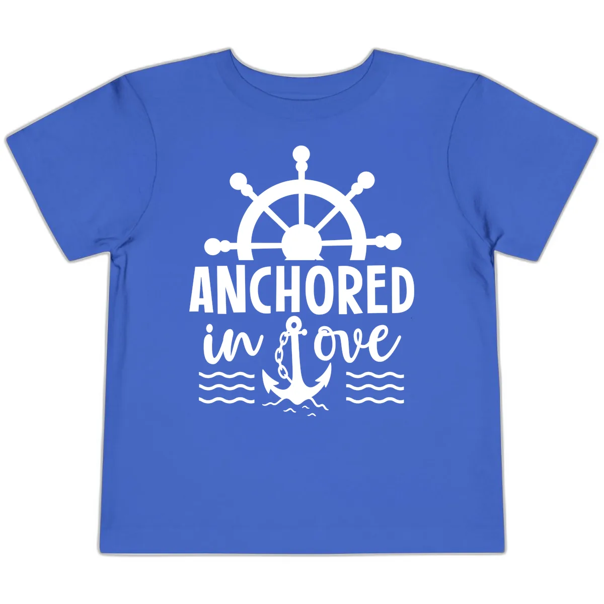 Anchored In Love Nautical Family Cruise Apparel Toddler T-Shirt in True Royal