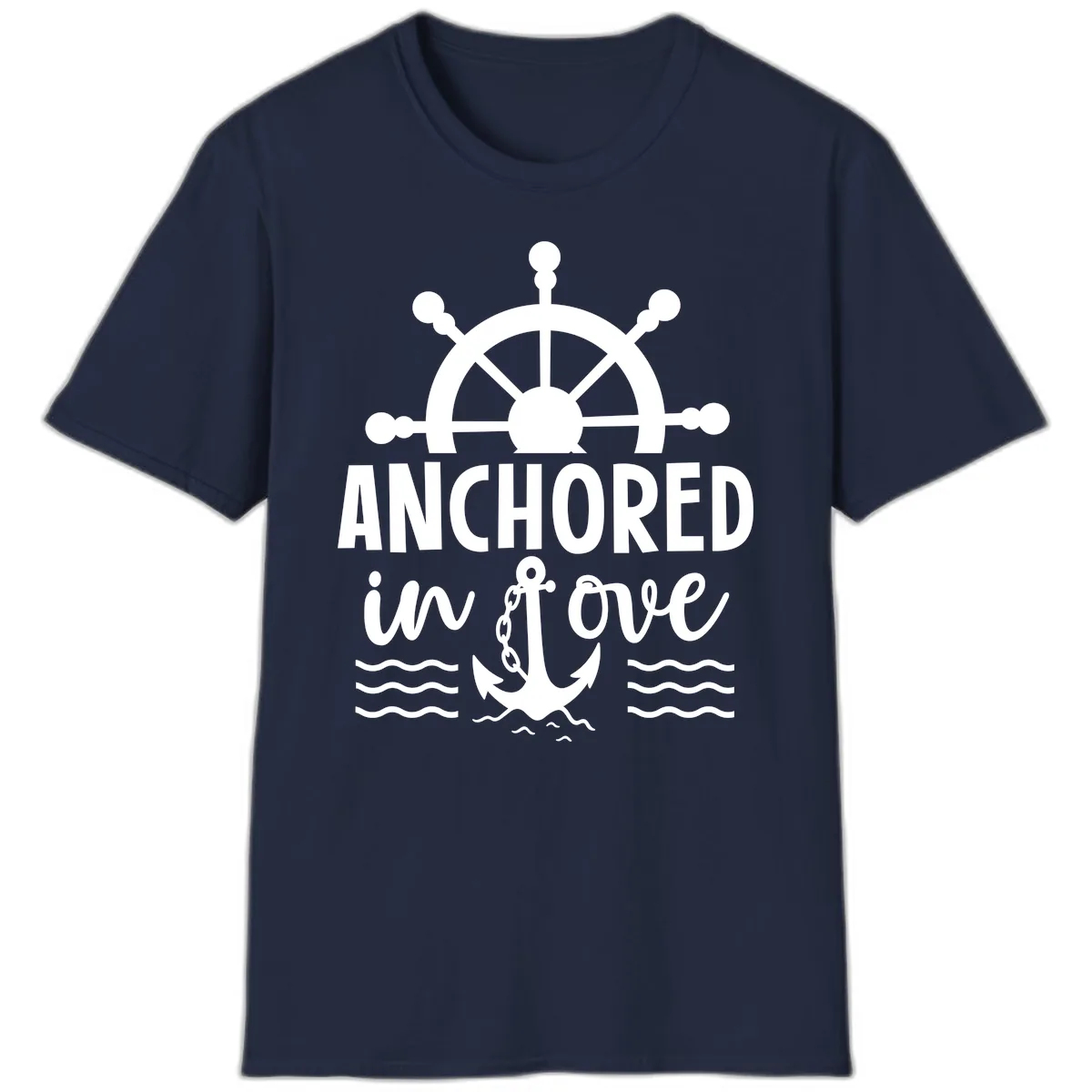 Anchored In Love Nautical Family Cruise Apparel T-Shirt in Navy