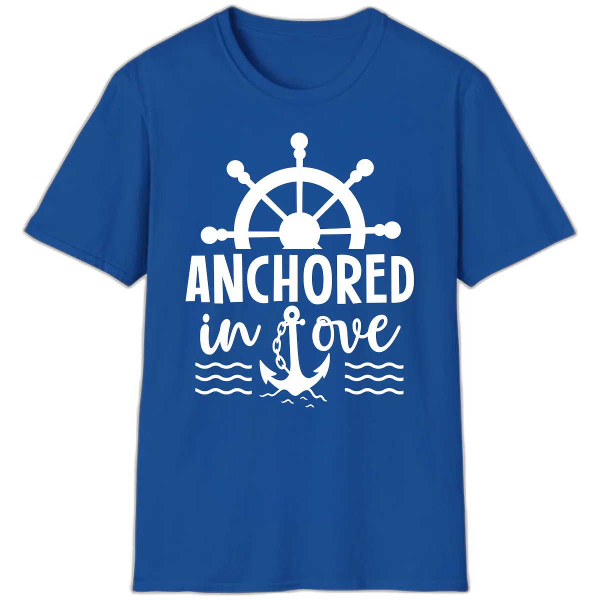 Anchored In Love Nautical Family Cruise Apparel T-Shirt in Royal
