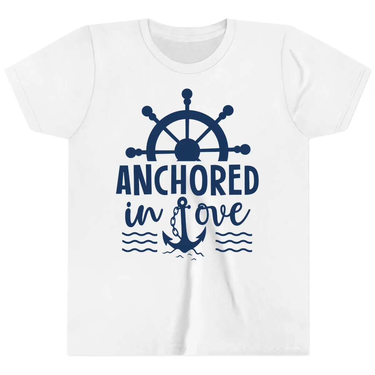 Anchored In Love Nautical Family Cruise Apparel Youth T-Shirt in White