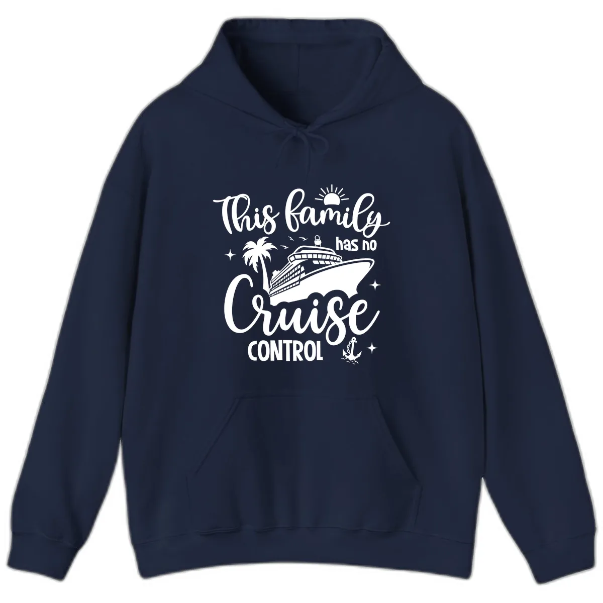 Family Has No Cruise Control Vacation Design Hoodie in Navy