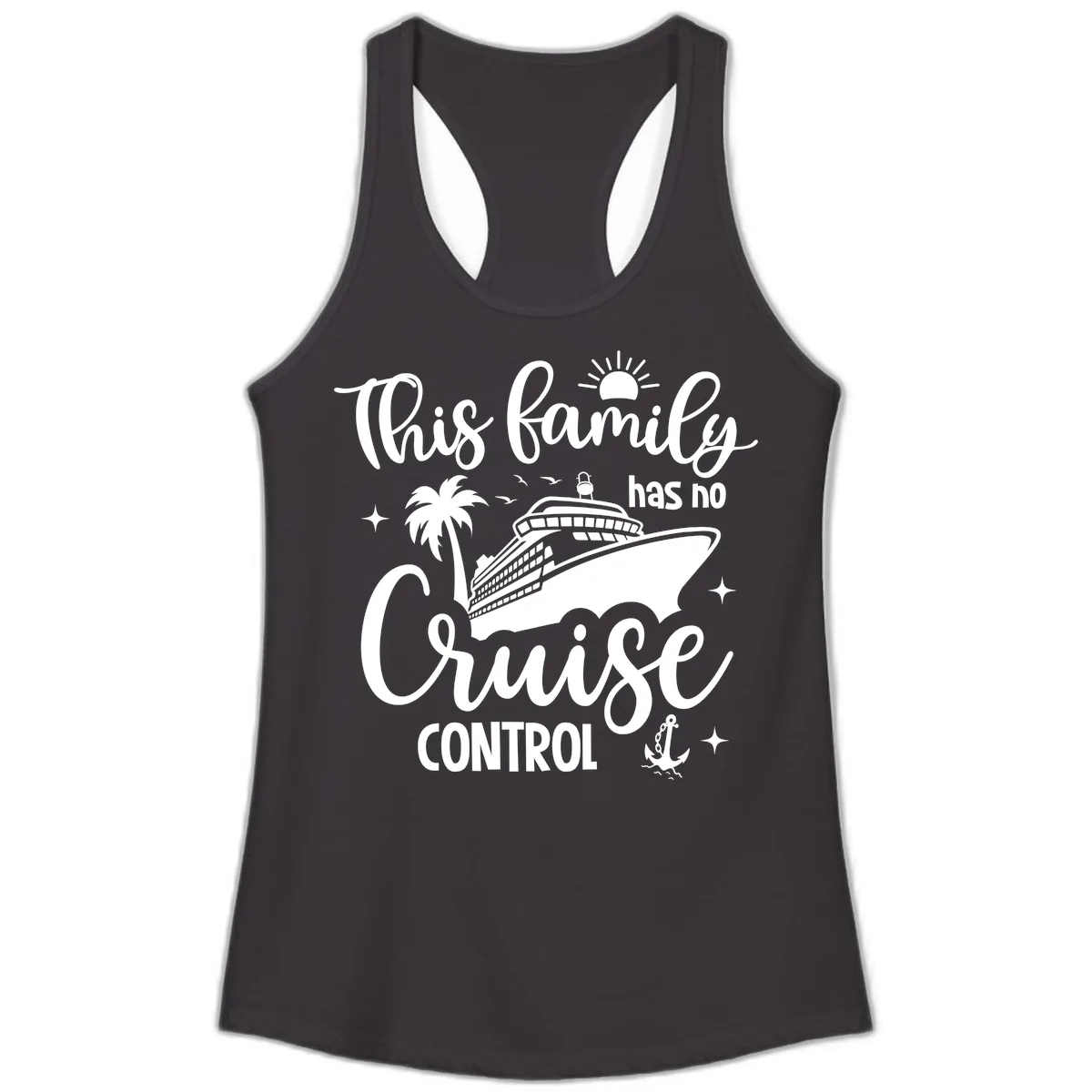 Family Has No Cruise Control Vacation Design Ladies Tank in Black