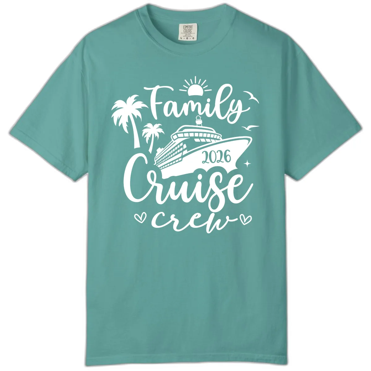 Family Cruise Crew 2026 Vacation Apparel Comfort Color in Seafoam