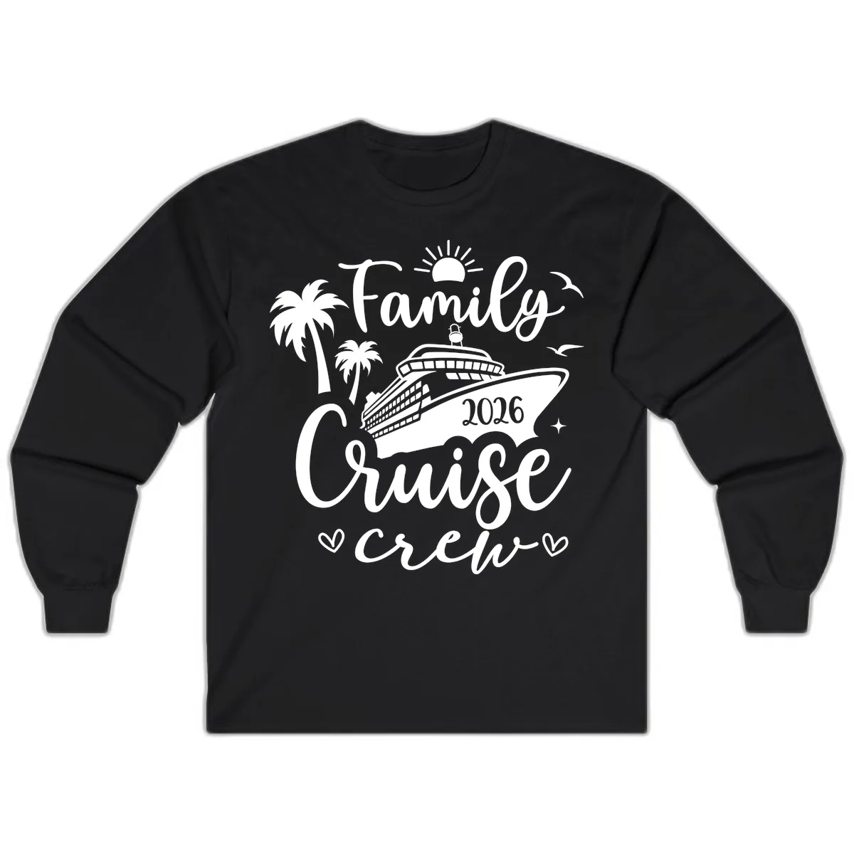 Family Cruise Crew 2026 Vacation Apparel Long Sleeve in Black
