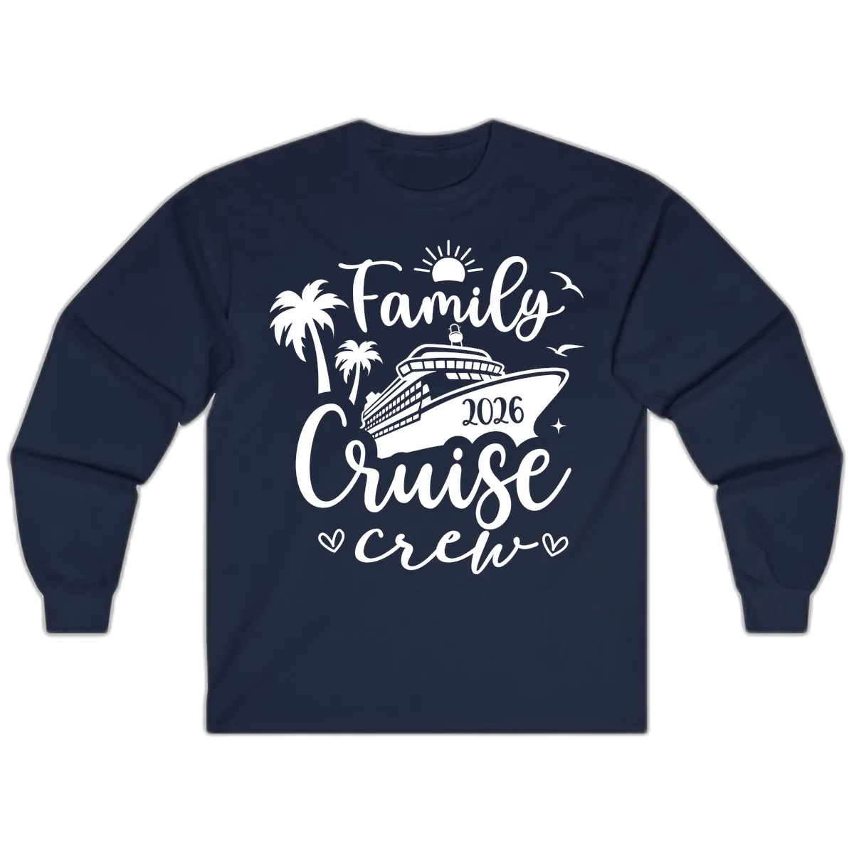 Family Cruise Crew 2026 Vacation Apparel Long Sleeve in Navy