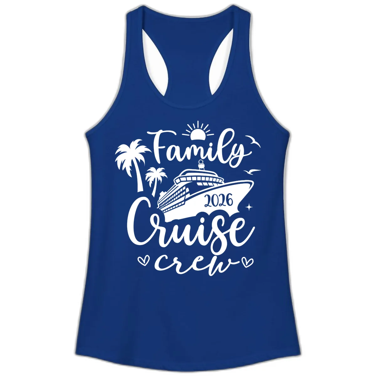 Family Cruise Crew 2026 Vacation Apparel Ladies Tank in Solid Royal