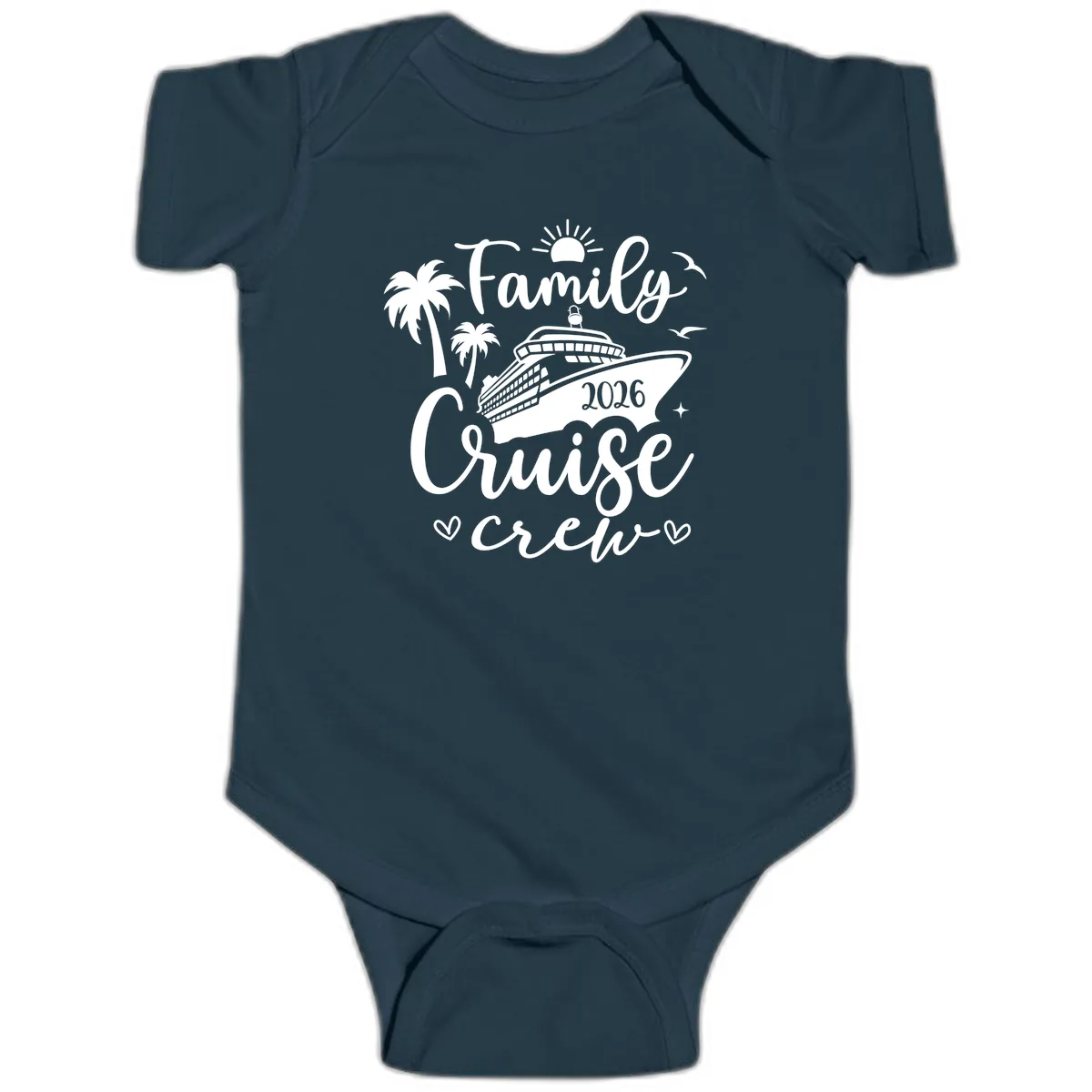 Family Cruise Crew 2026 Vacation Apparel Baby Onesie in Navy
