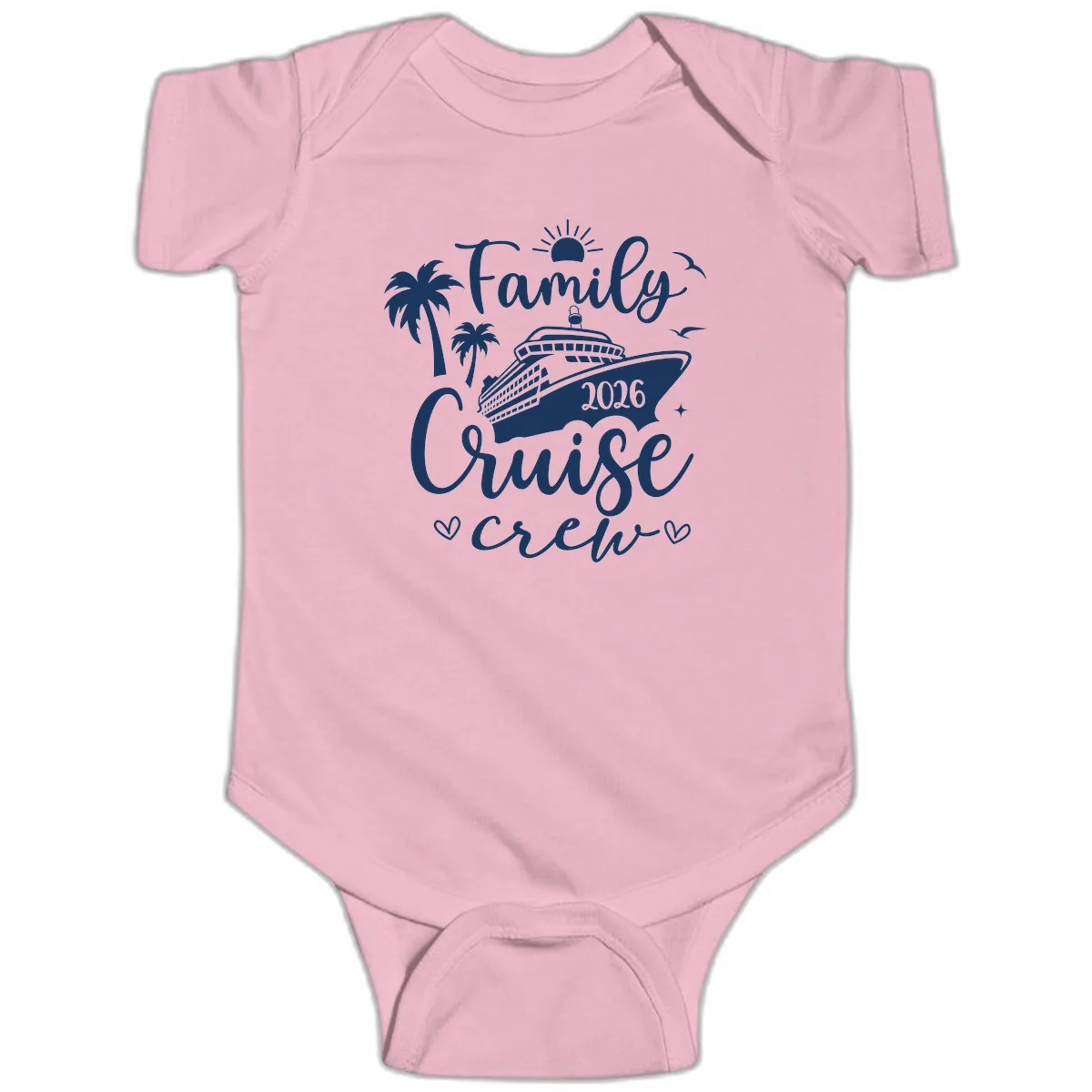 Family Cruise Crew 2026 Vacation Apparel Baby Onesie in Pink