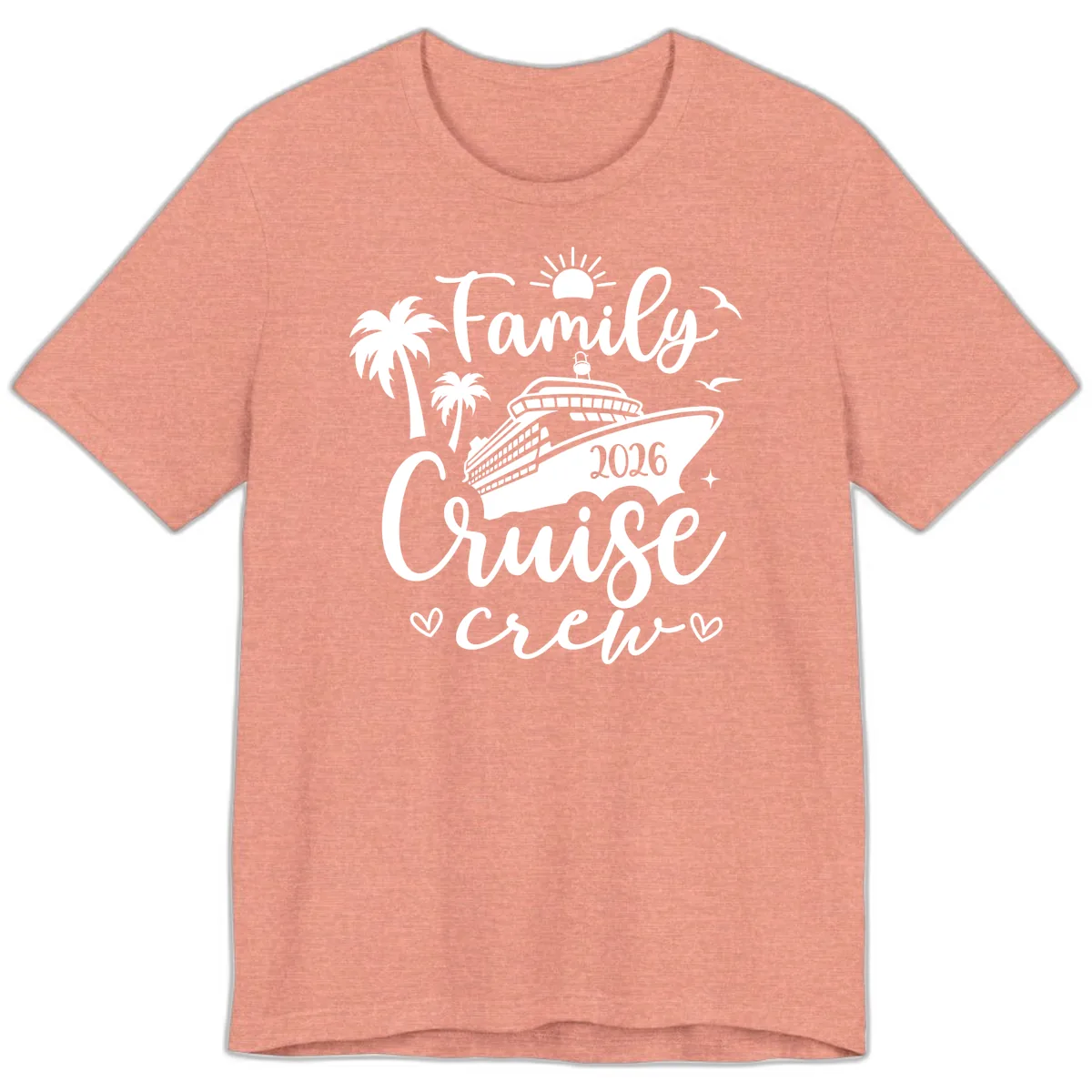 Family Cruise Crew 2026 Vacation Apparel Premium T-Shirt in Heather Sunset