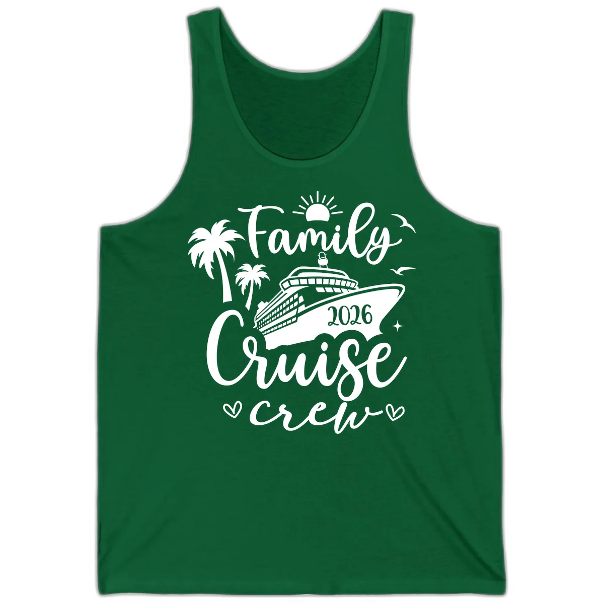 Family Cruise Crew 2026 Vacation Apparel Tank in Kelly