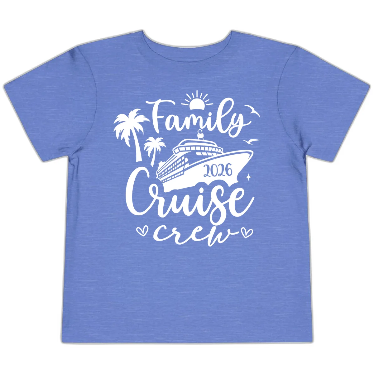Family Cruise Crew 2026 Vacation Apparel Toddler T-Shirt in Heather Columbia Blue