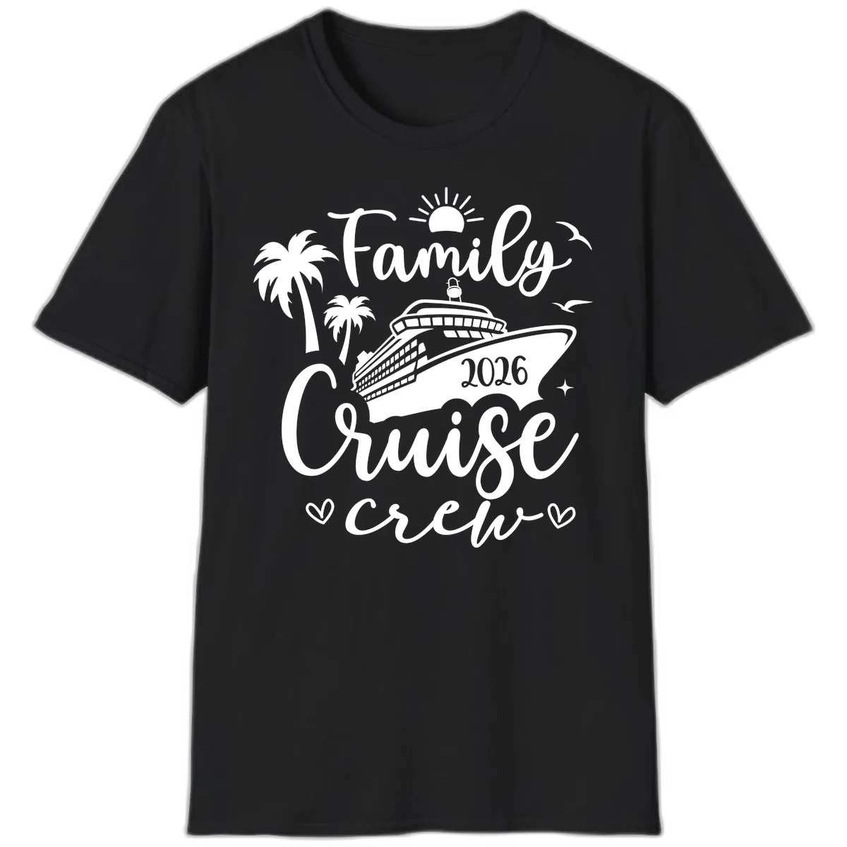 Family Cruise Crew 2026 Vacation Apparel T-Shirt in Black