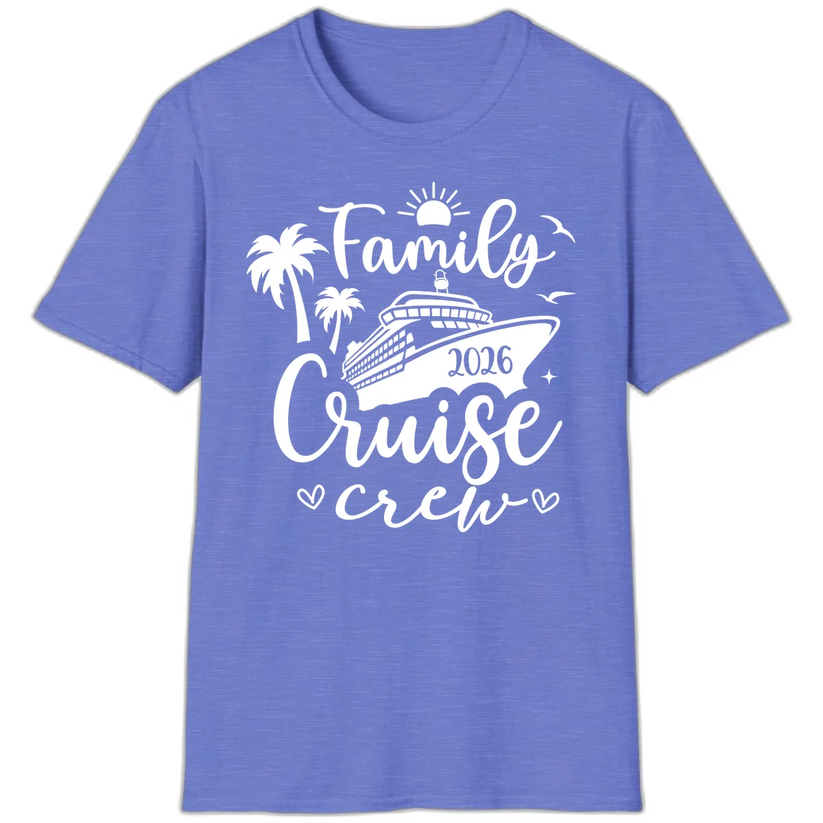 Family Cruise Crew 2026 Vacation Apparel T-Shirt in Heather Royal