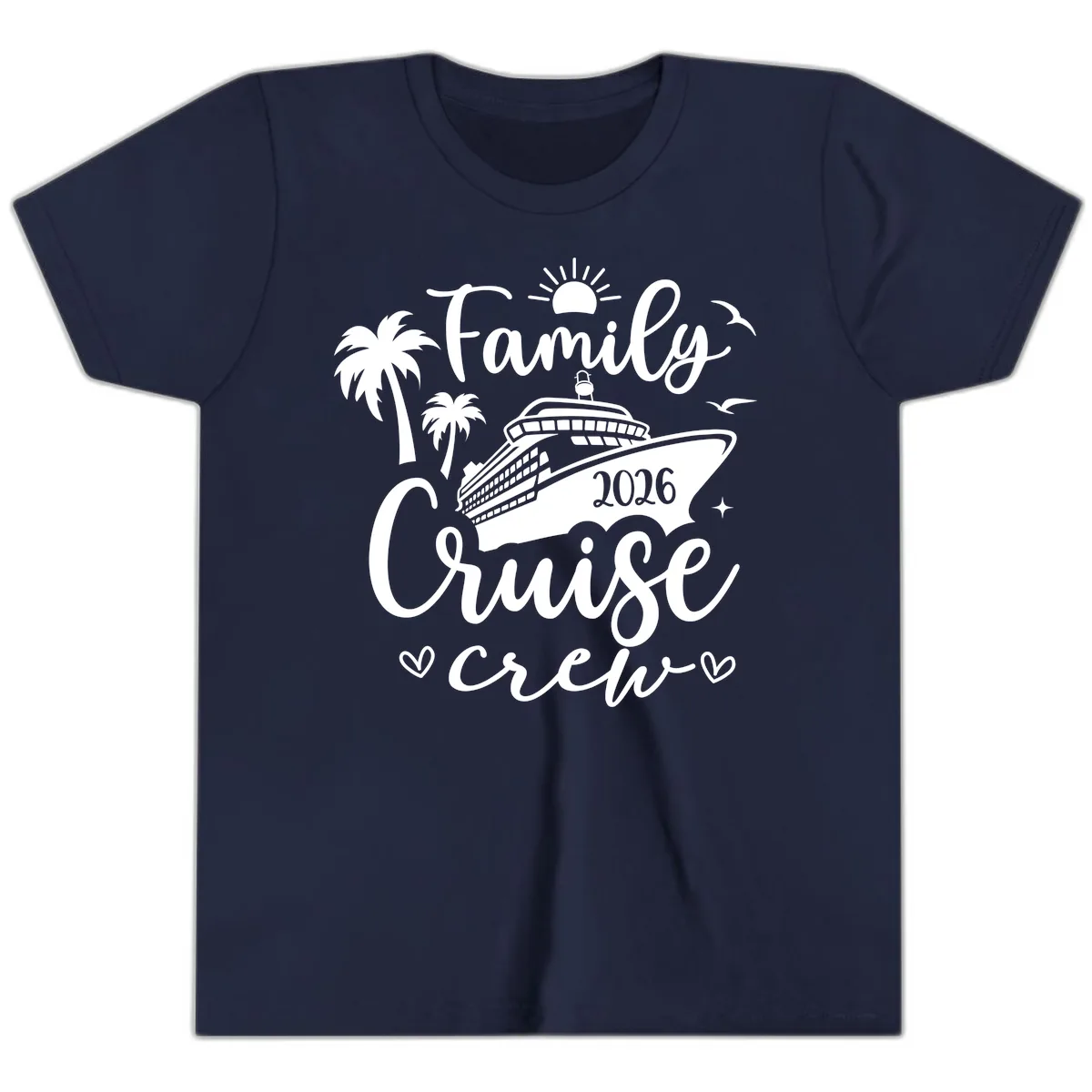 Family Cruise Crew 2026 Vacation Apparel Youth T-Shirt in Navy
