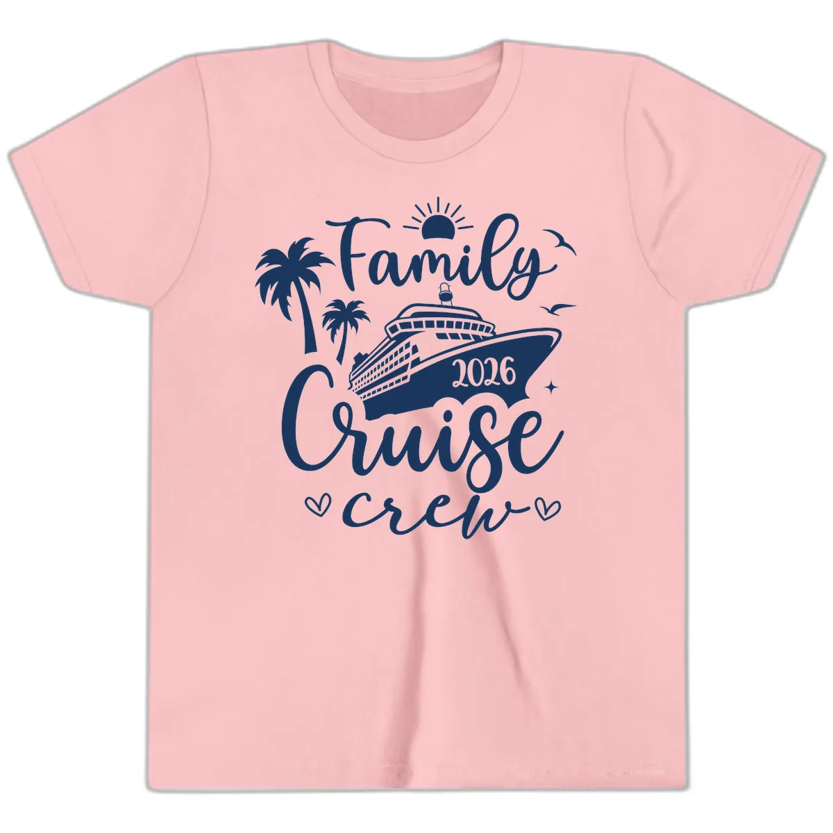 Family Cruise Crew 2026 Vacation Apparel Youth T-Shirt in Pink