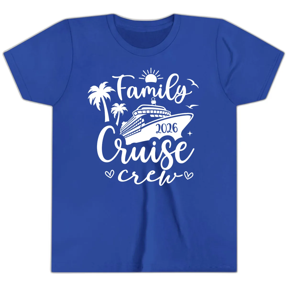 Family Cruise Crew 2026 Vacation Apparel Youth T-Shirt in True Royal