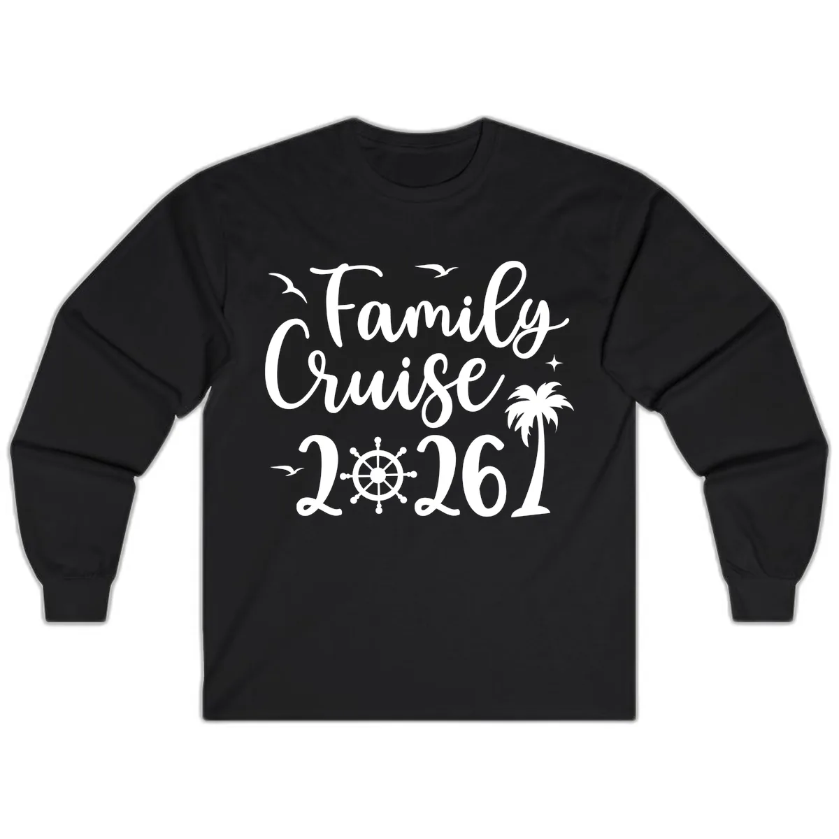 Family Cruise Vacation 2026 Matching Design Long Sleeve in Black
