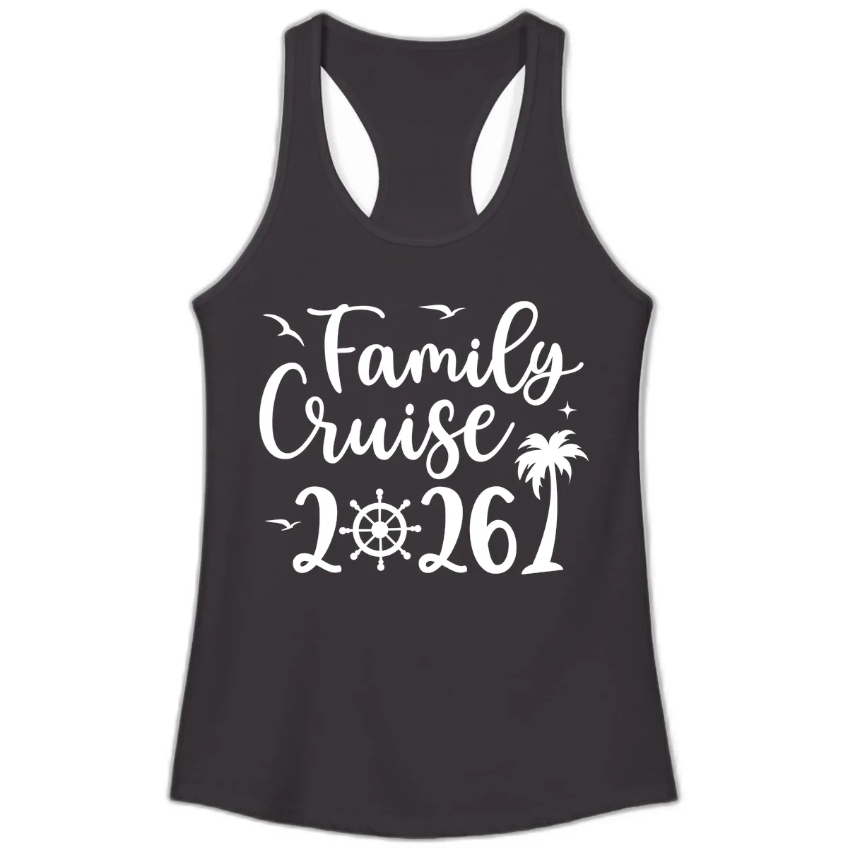 Family Cruise Vacation 2026 Matching Design Ladies Tank in Black