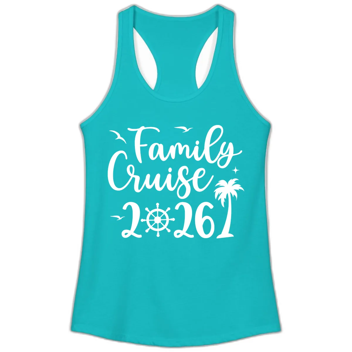 Family Cruise Vacation 2026 Matching Design Ladies Tank in Tahiti Blue