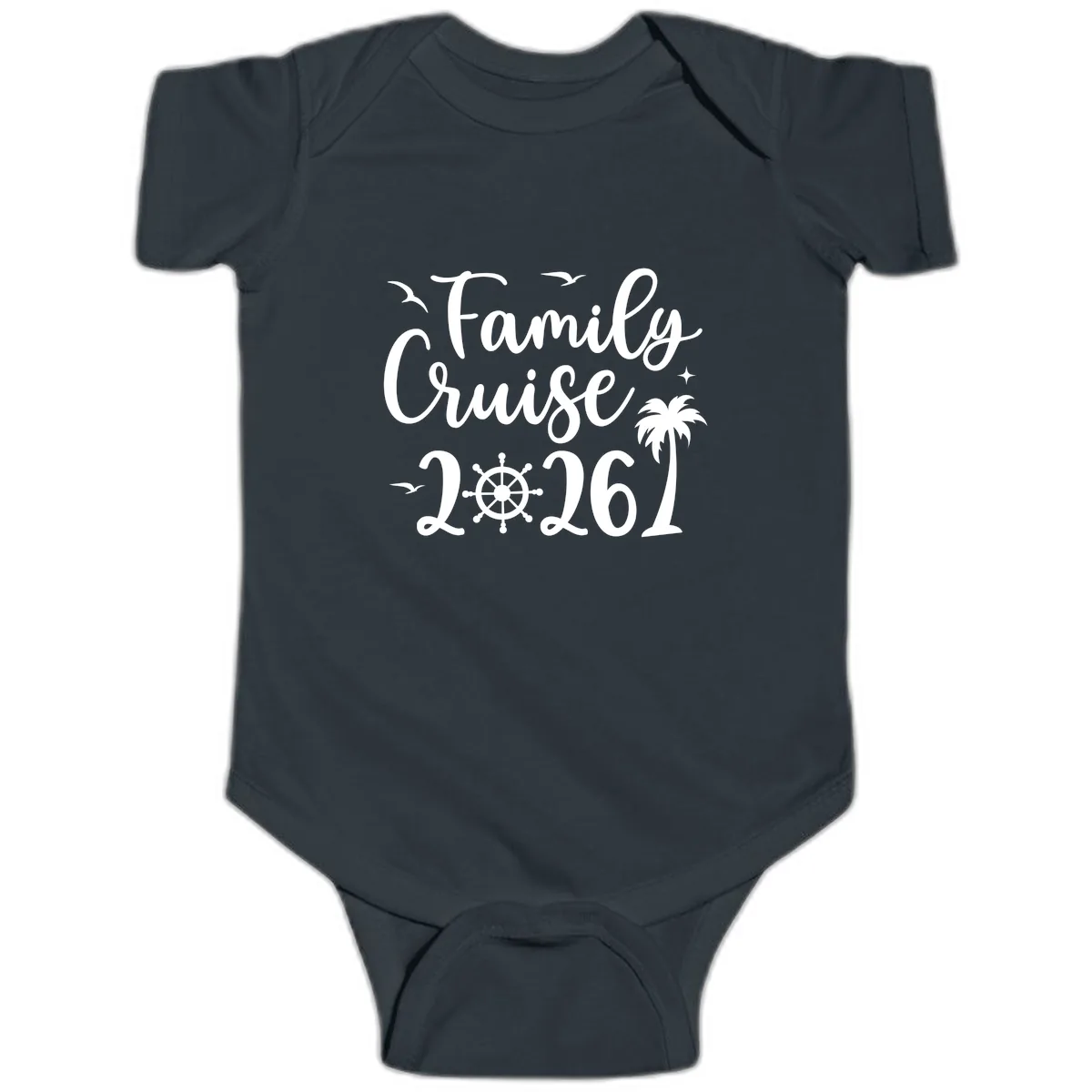 Family Cruise Vacation 2026 Matching Design Baby Onesie in Black