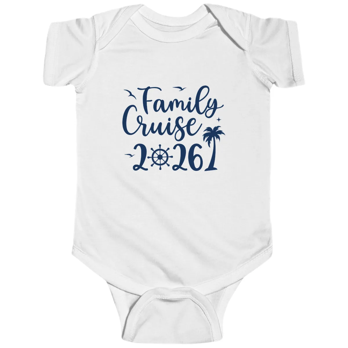 Family Cruise Vacation 2026 Matching Design Baby Onesie in White